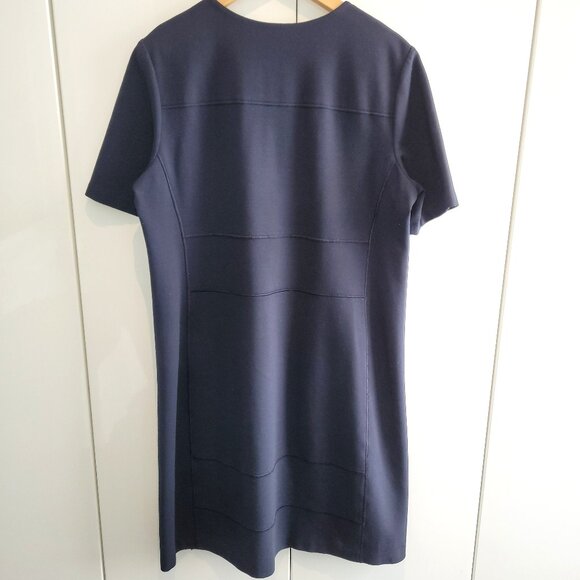 Lafayette 148 New York Demi Punto Milano Zip-Up Dress Navy Blue Size XL - Picture 5 of 11